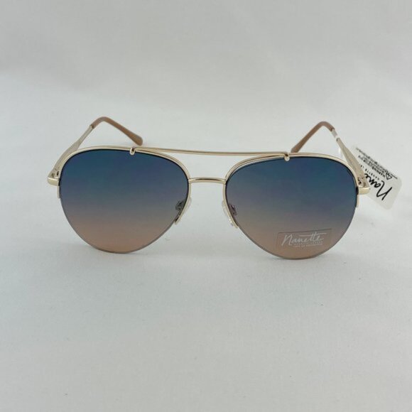 Nanette Aviator Sunglasses Gold & Beige Glitter